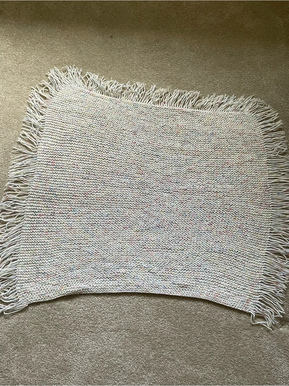 Handwoven Cream Throw Blanket with Multicolor Speckles